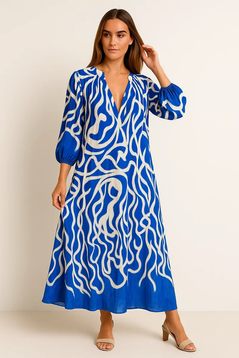 Maxikleid mit tiefem V-Ausschnitt