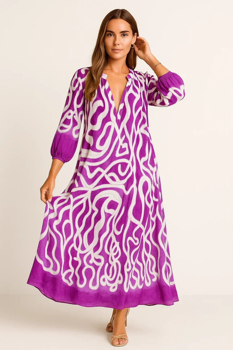 Maxikleid mit tiefem V-Ausschnitt