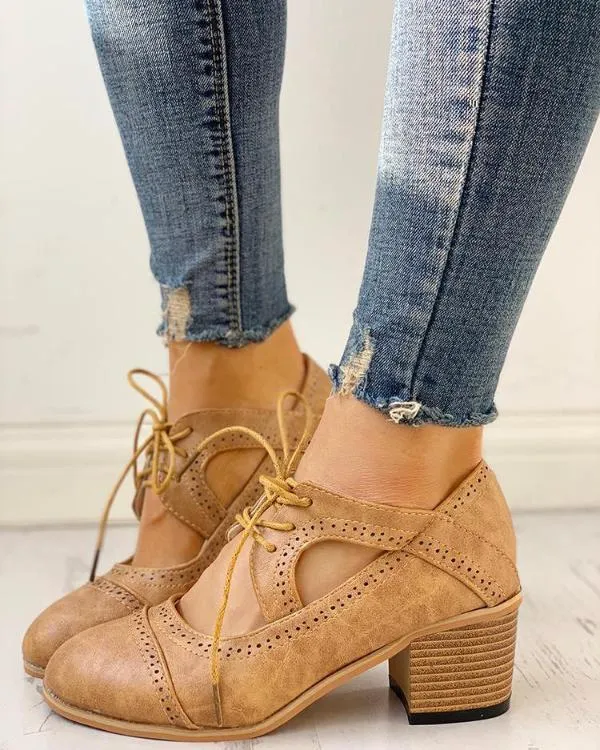 Damen Vintage Schnürschuhe