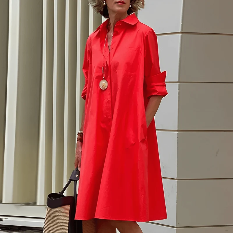 Modernes Damen Hemdblusenkleid