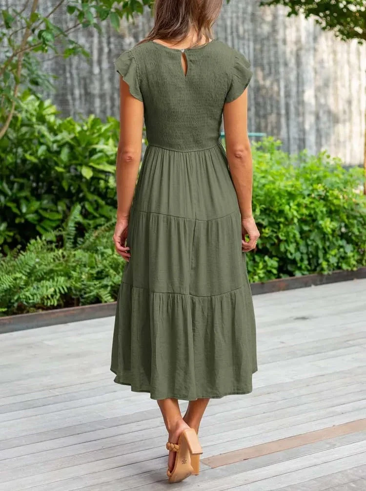 Damen Elegantes Rüschenkleid