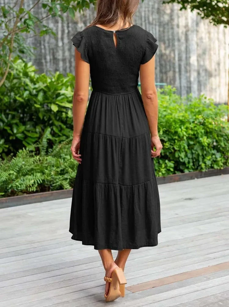 Damen Elegantes Rüschenkleid