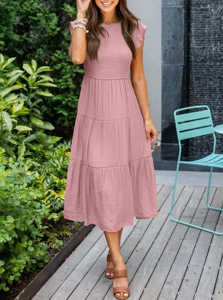 Damen Elegantes Rüschenkleid