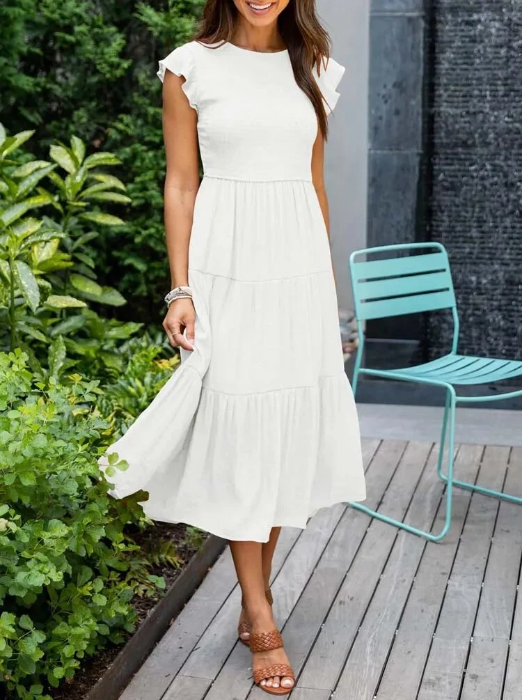 Damen Elegantes Rüschenkleid
