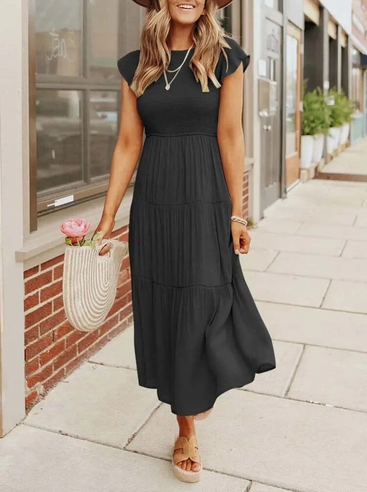 Damen Elegantes Rüschenkleid