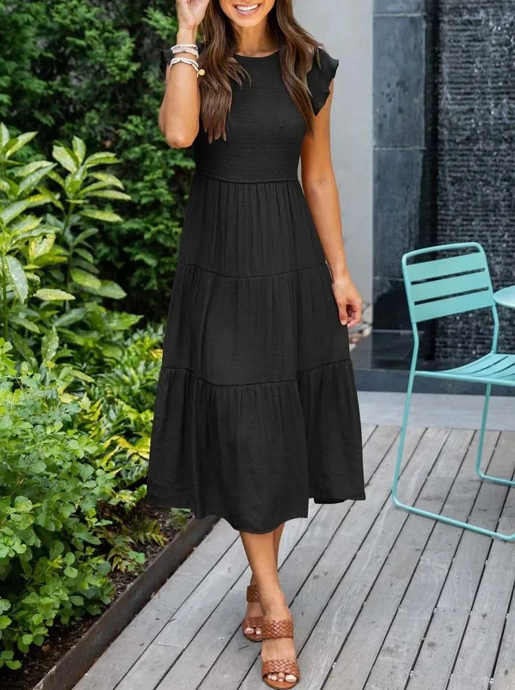 Damen Elegantes Rüschenkleid