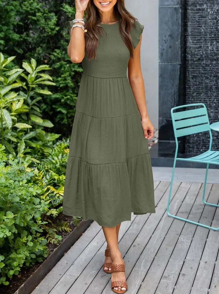 Damen Elegantes Rüschenkleid