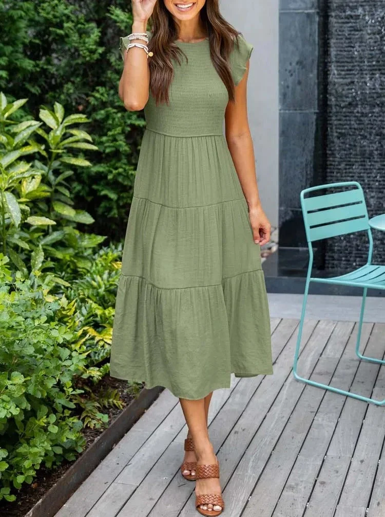 Damen Elegantes Rüschenkleid
