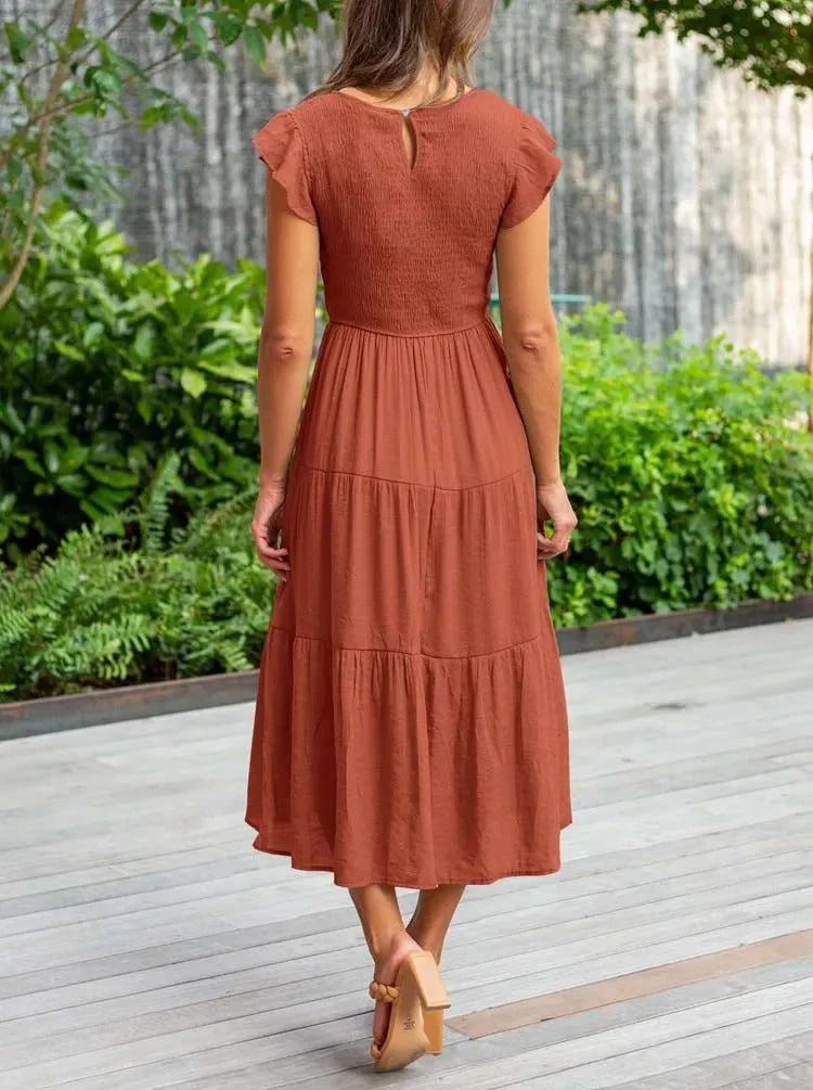 Damen Elegantes Rüschenkleid