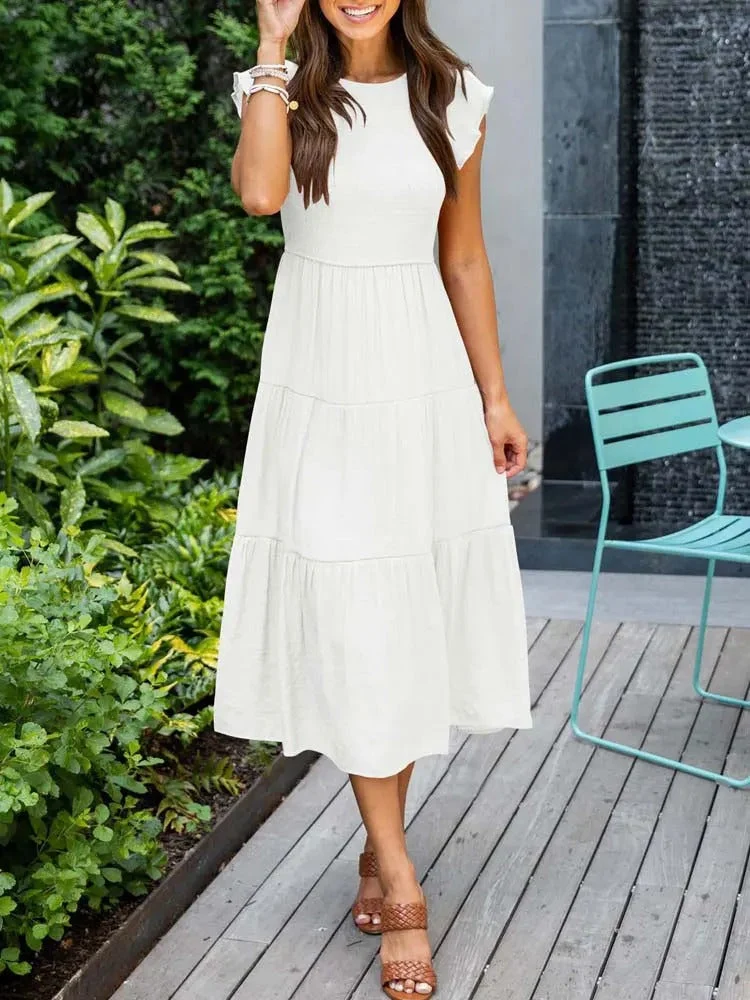 Damen Elegantes Rüschenkleid