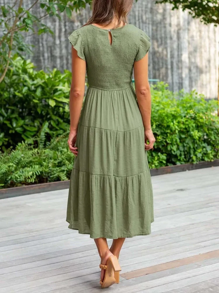 Damen Elegantes Rüschenkleid