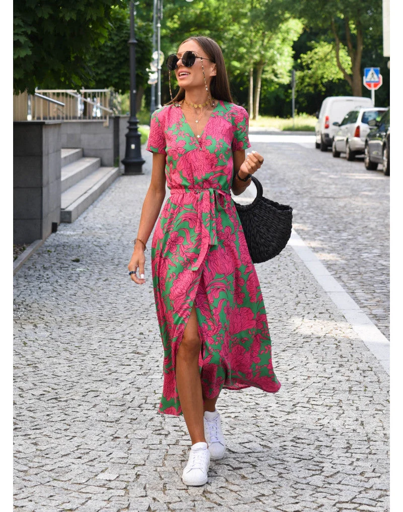 Schlitz Maxikleid mit Blumenmuster