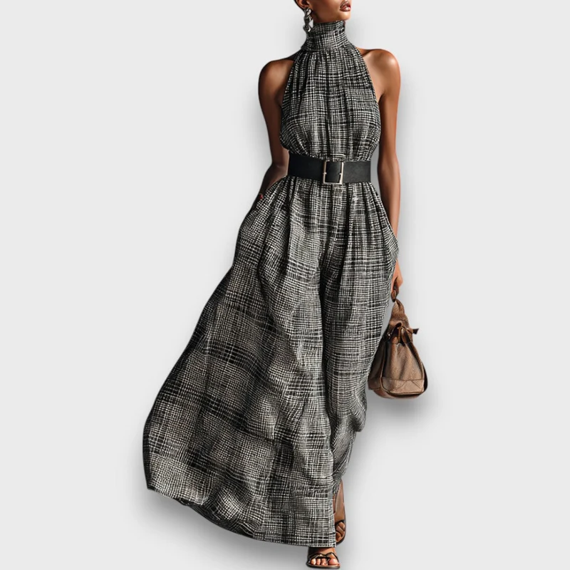 Marvella – Ärmelloses Maxikleid mit Karomuster