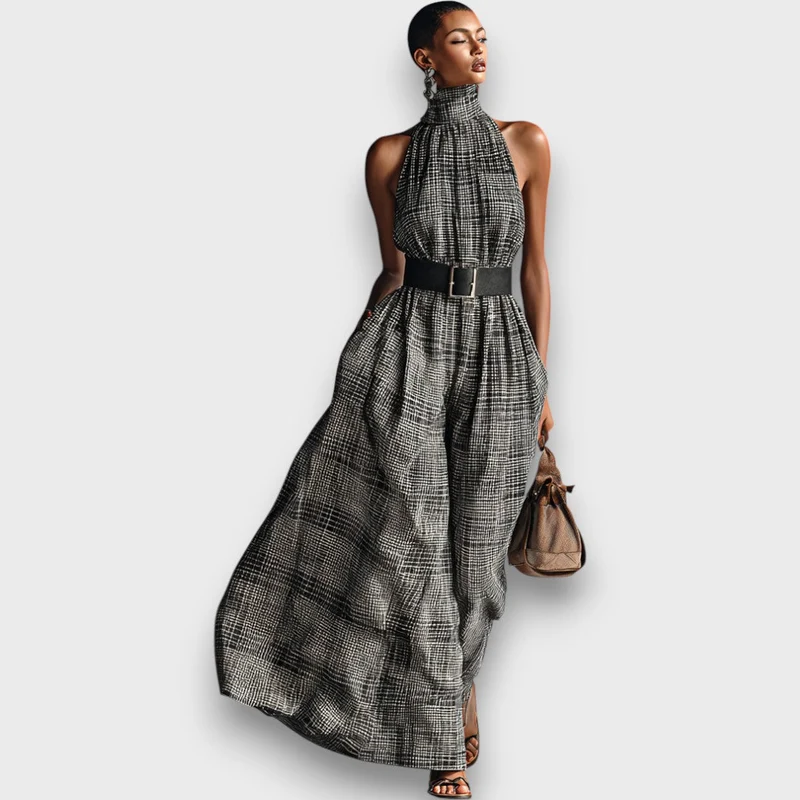 Marvella – Ärmelloses Maxikleid mit Karomuster