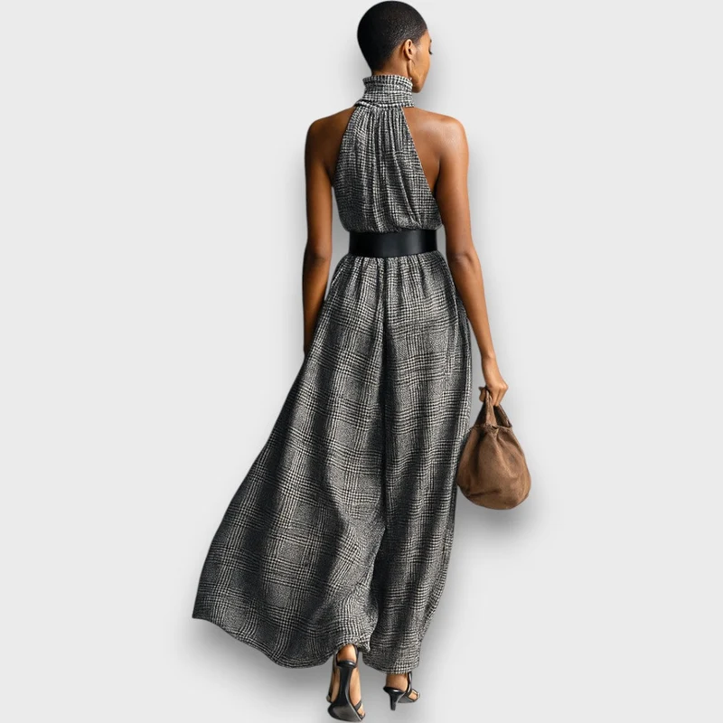 Marvella – Ärmelloses Maxikleid mit Karomuster