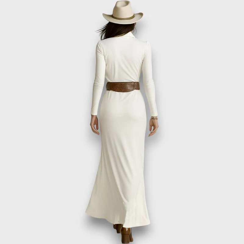 Alvara – Maxikleid mit Reverskragen und langen Ärmeln