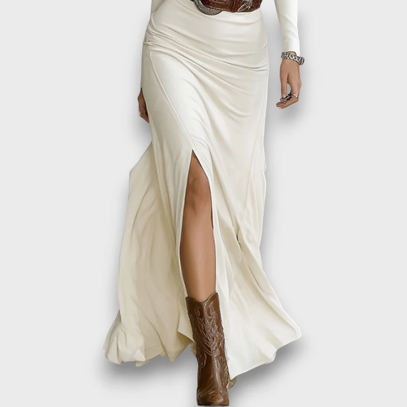 Alvara – Maxikleid mit Reverskragen und langen Ärmeln