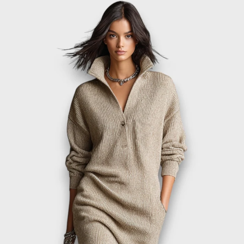 Malvie – Mini-Strickkleid mit V-Ausschnitt
