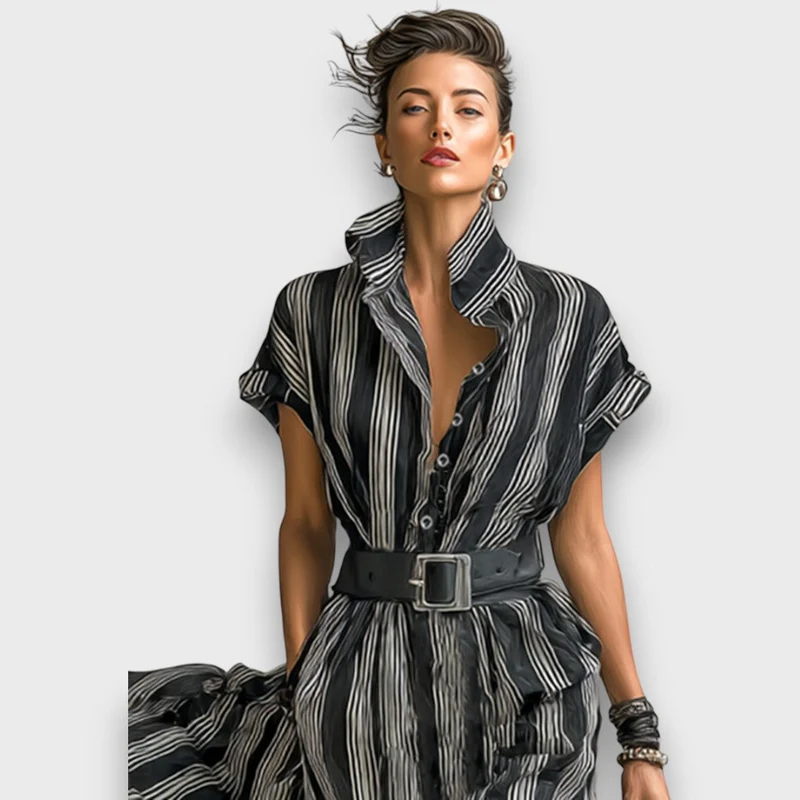 Sorella – Gestreiftes Maxikleid aus Chiffon