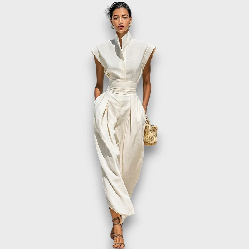Liorna – Maxikleid aus reiner Baumwolle mit Kragen
