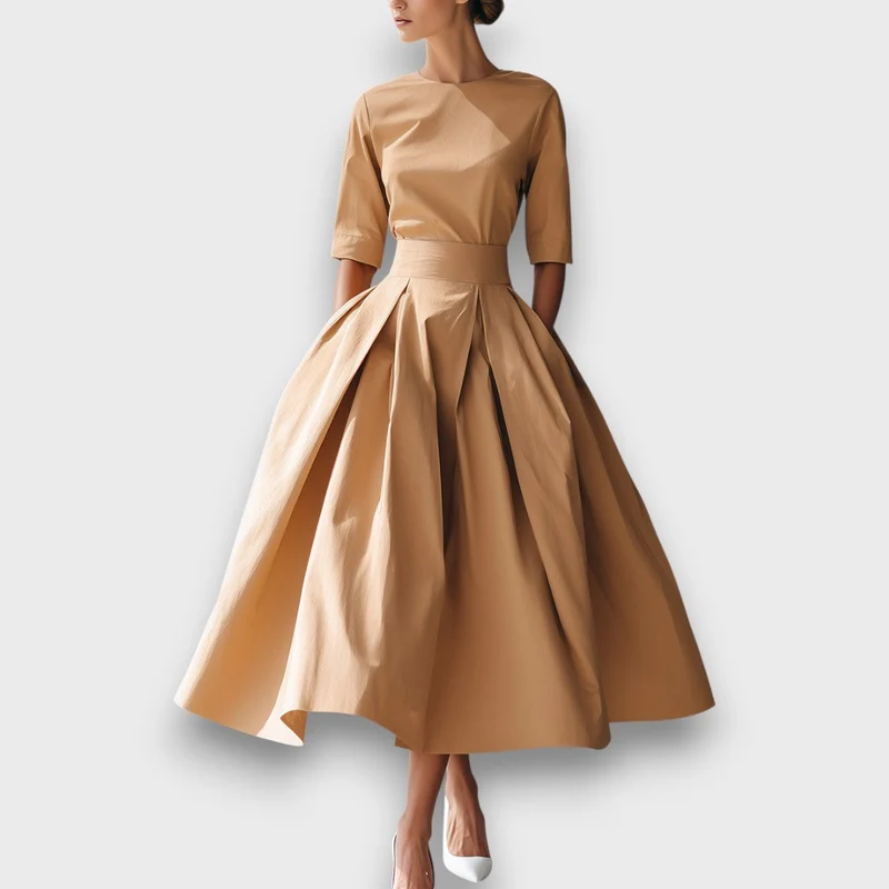 Amarisse – Midikleid aus strukturierter Baumwolle