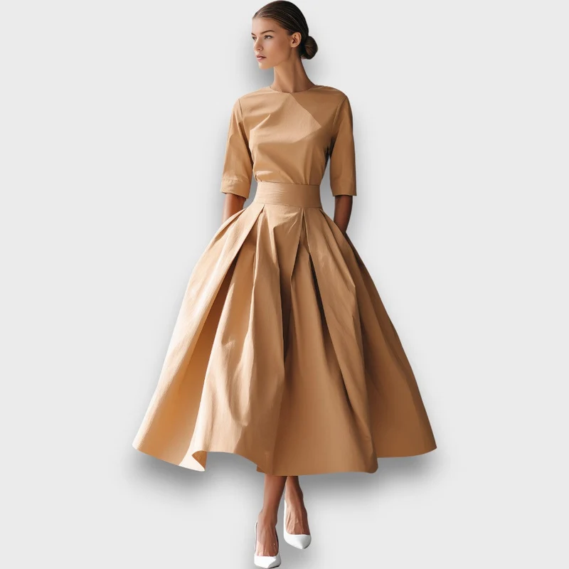 Amarisse – Midikleid aus strukturierter Baumwolle