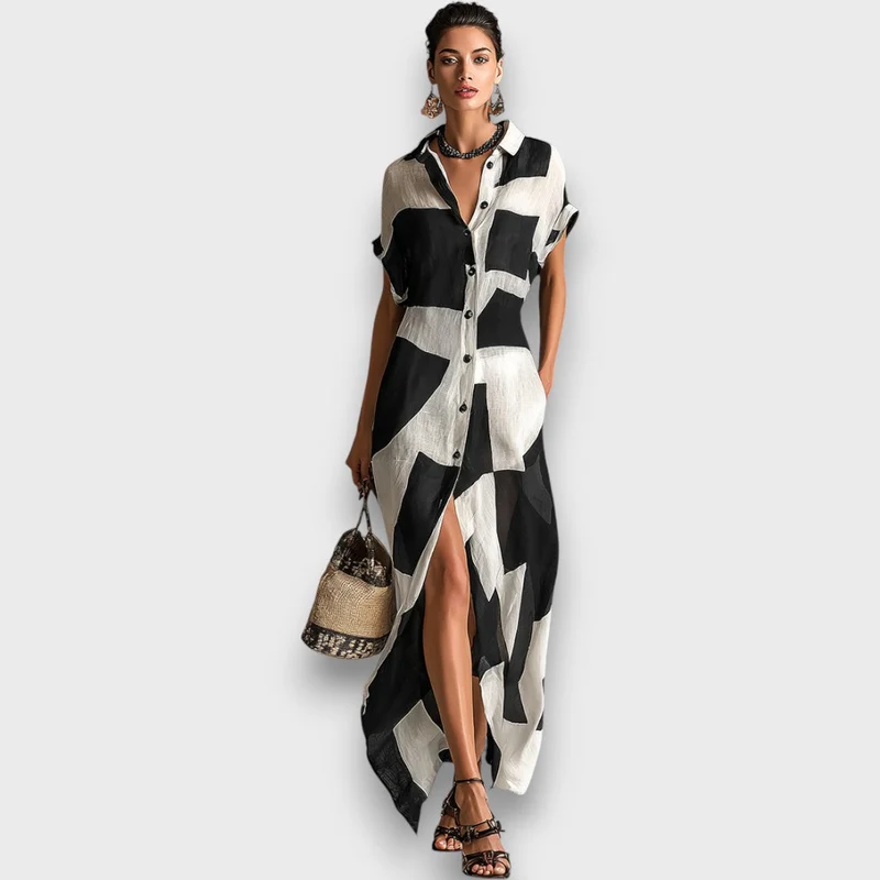 Elaria – Chiffon-Hemdkleid mit Print