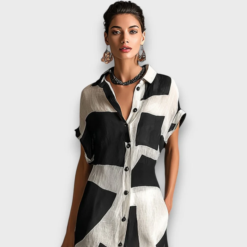 Elaria – Chiffon-Hemdkleid mit Print