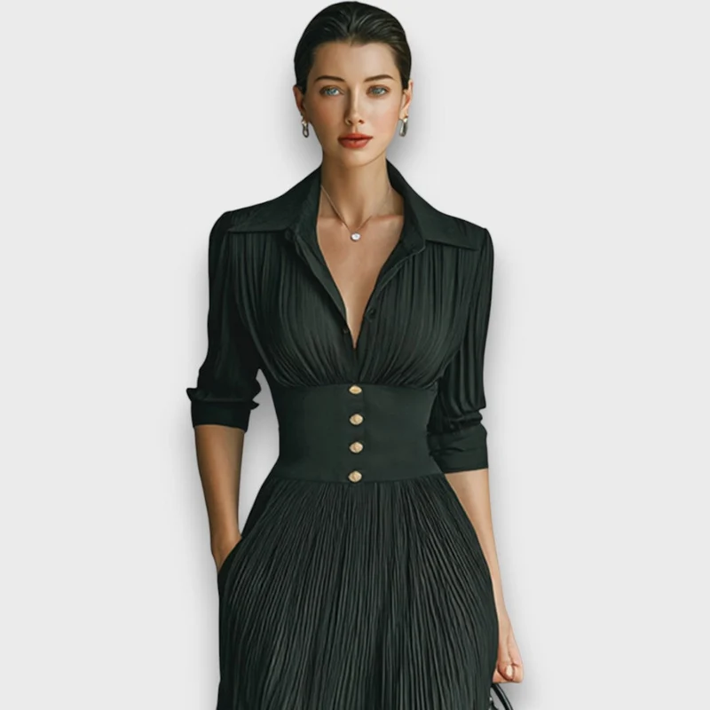 Larisse – Maxi-Kleid mit Reverskragen