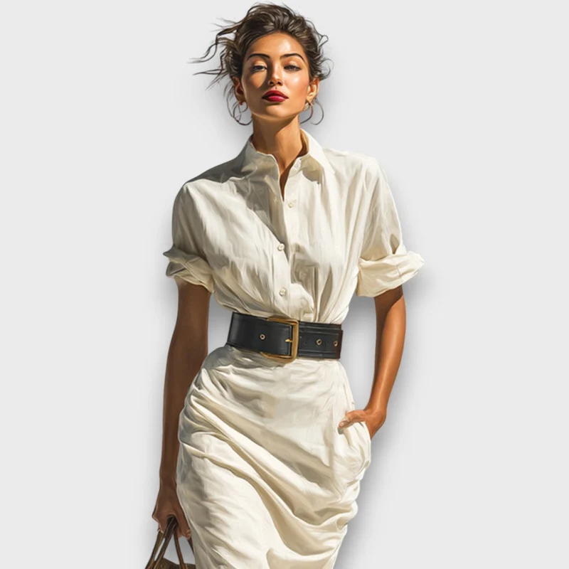 Isolde – Midi-Kleid mit kurzen Ärmeln