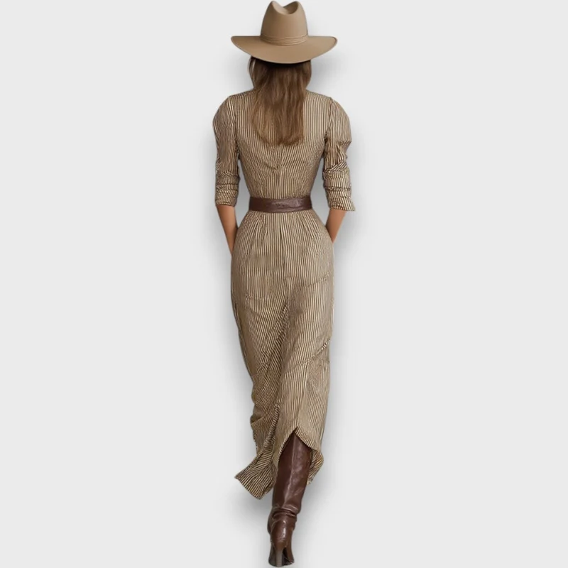 Marlene – Gestreiftes Maxikleid mit Kragen
