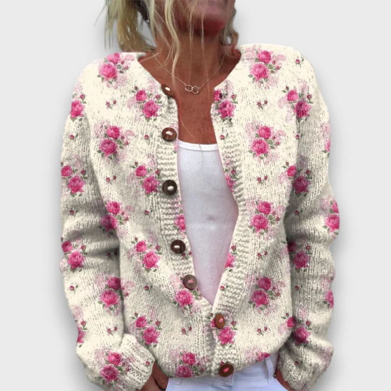 Rosalie – Cardigan mit Rosendruck