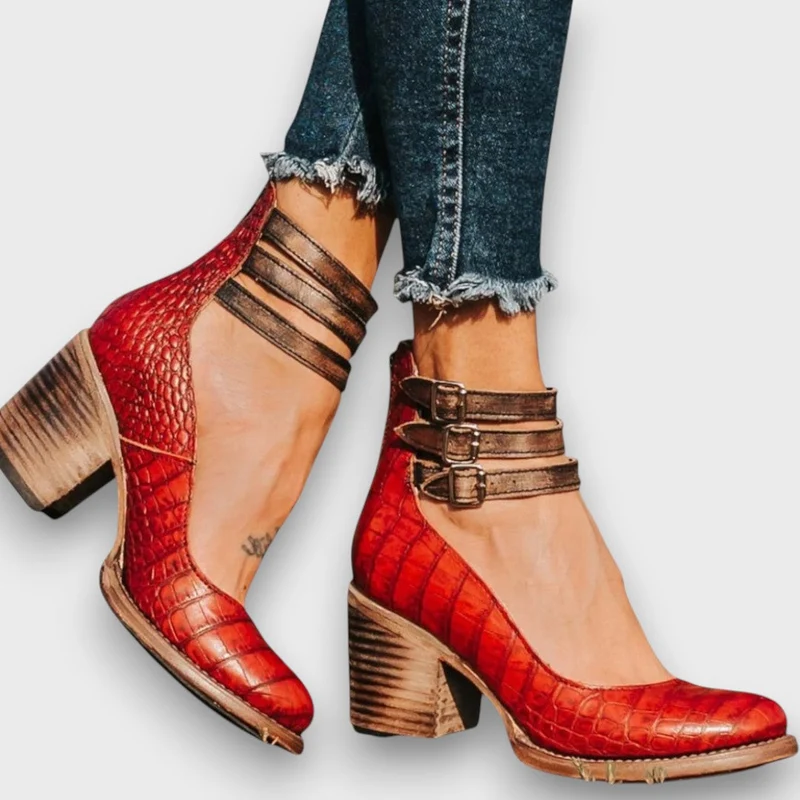 Ginevra – Stiefeletten mit Mehrfachriemen und Blockabsatz