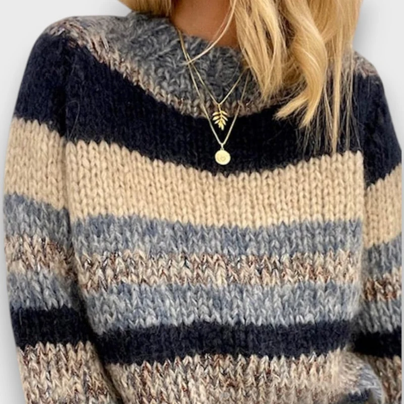 Alessia – Vintage Pullover mit Jacquard-Streifen