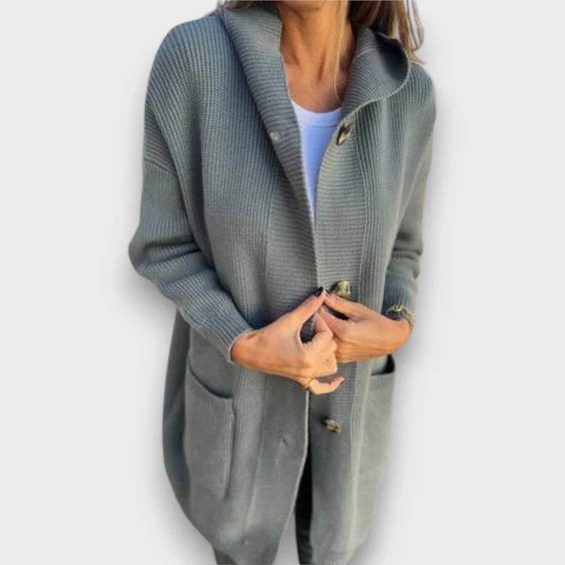 Fara – Strick-Cardigan mit Kapuze & Knopfleiste