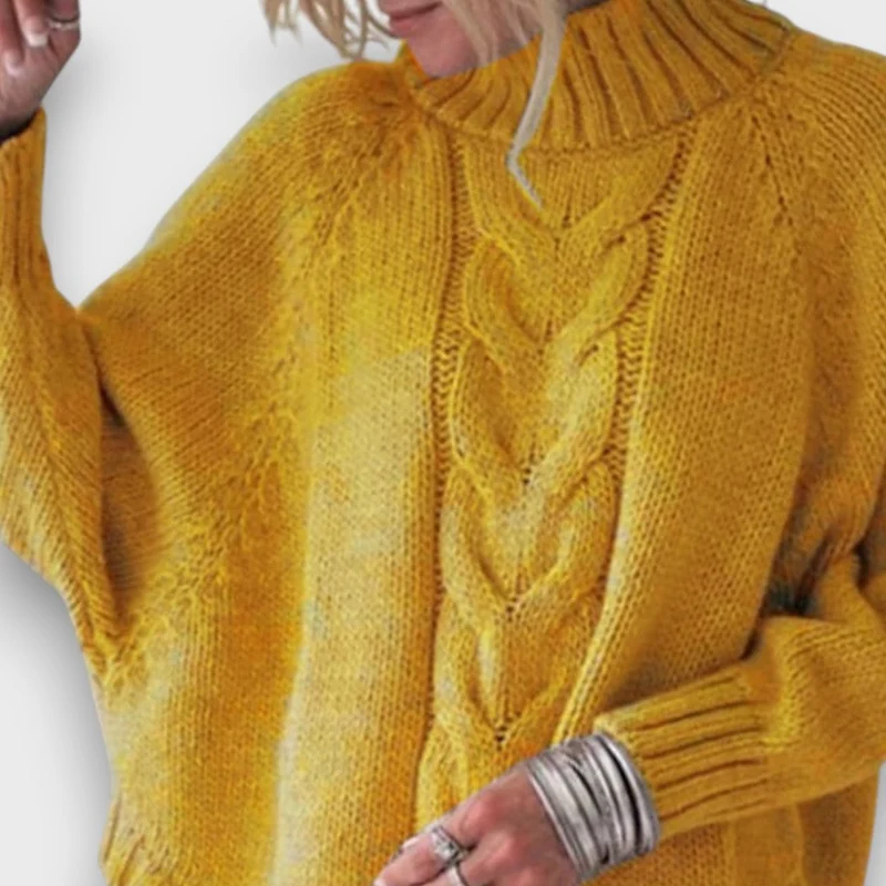 Leandra – Klassischer Rollkragenpullover mit Zopfmuster