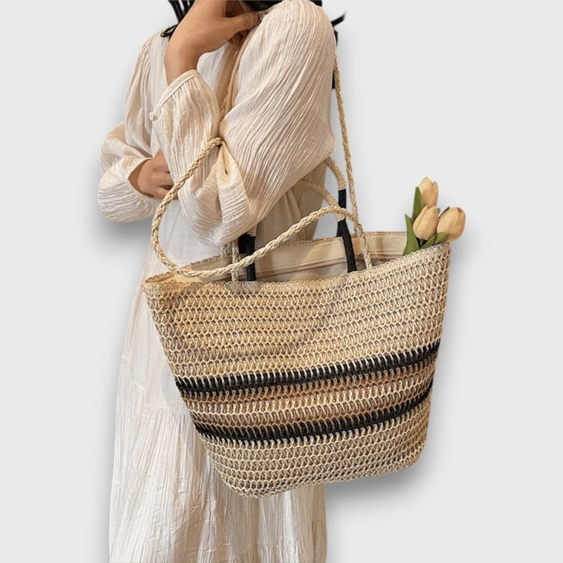 Noelle – Gestreifte Strohtasche für den Sommer