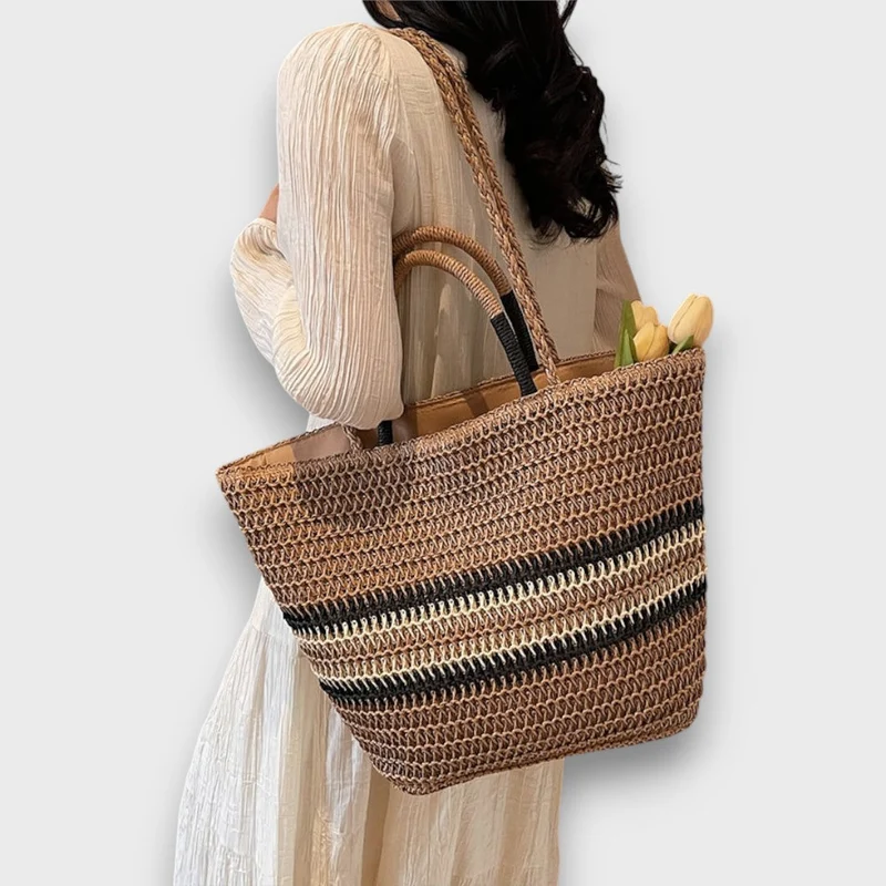 Noelle – Gestreifte Strohtasche für den Sommer