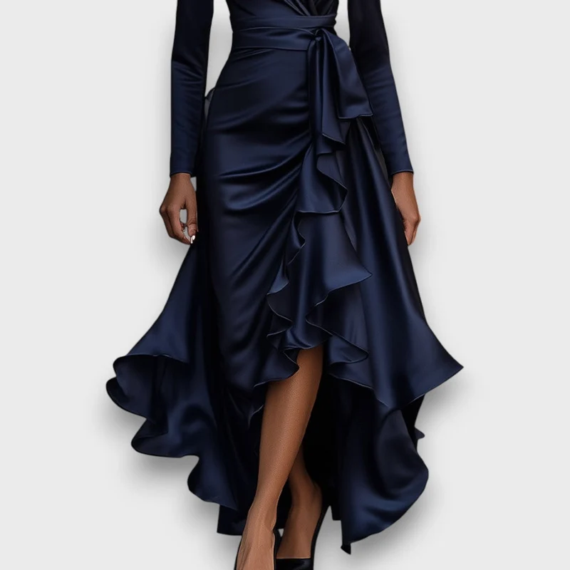 Marcelline – Drapiertes Maxikleid mit Rüschen