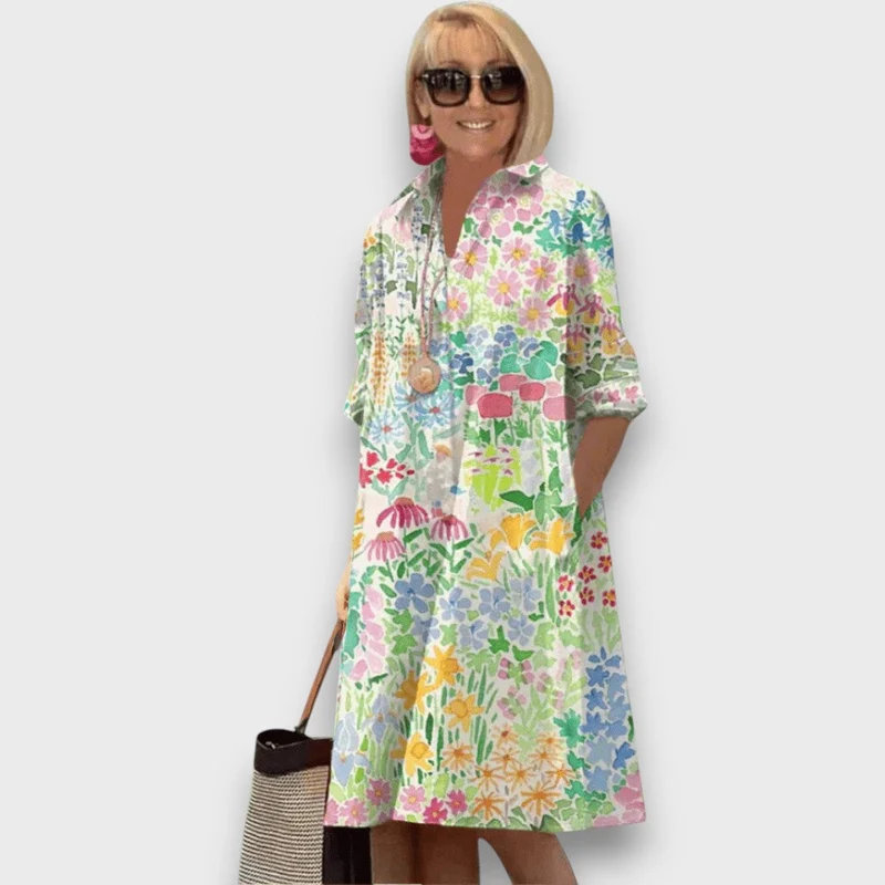 Liora – Hemdblusenkleid mit Blumendruck