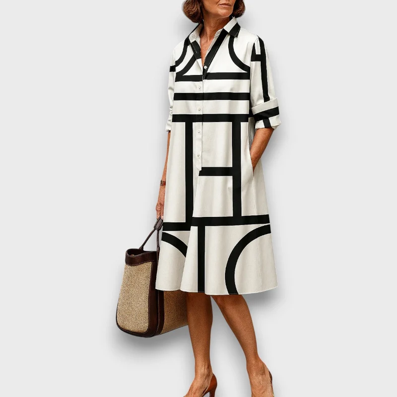 Liorah – Hemdblusenkleid mit Grafikmuster