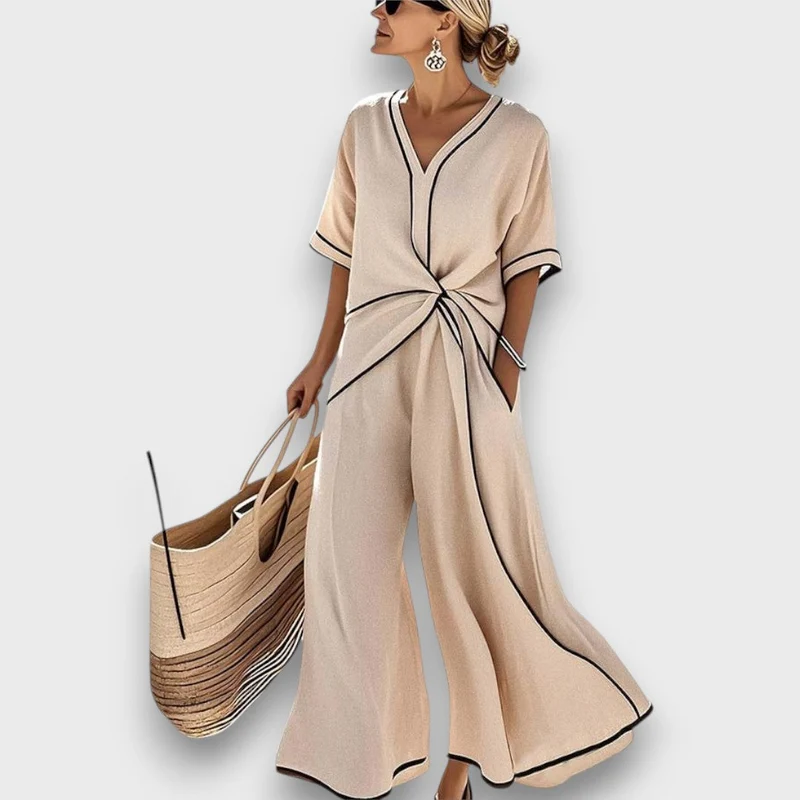 Marivelle – Eleganter Jumpsuit mit Kontrastpaspeln