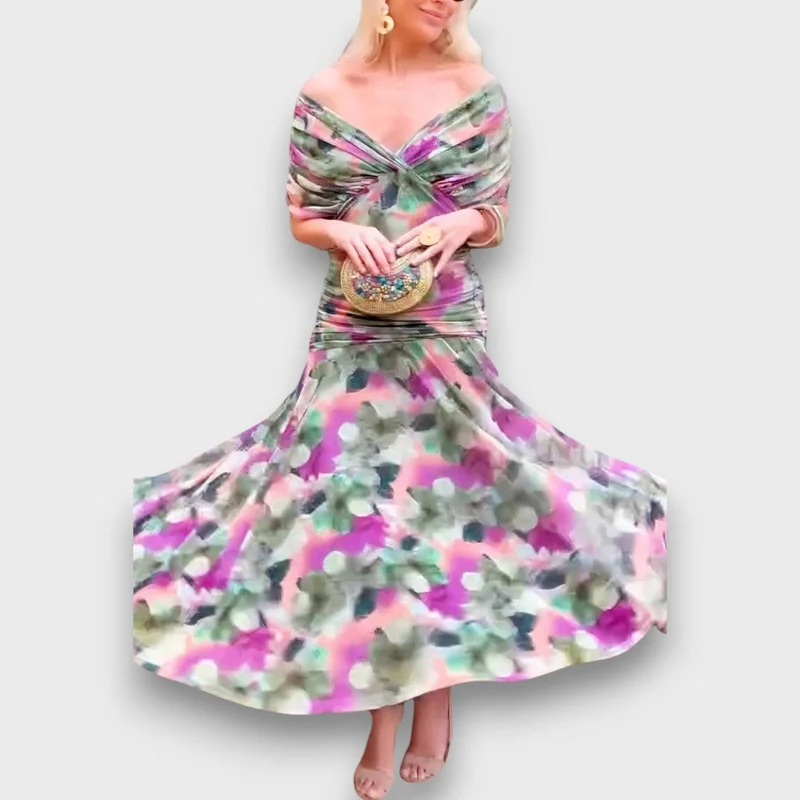 Fianna – Off-Shoulder Midikleid mit floraler Eleganz