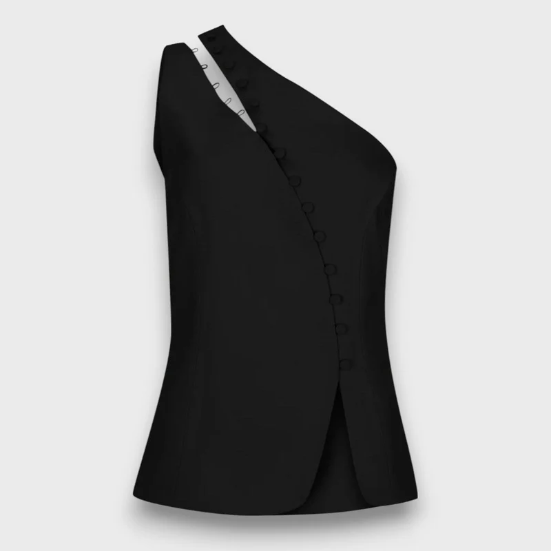 Elanor – Asymmetrisches Top mit Knopfdetail
