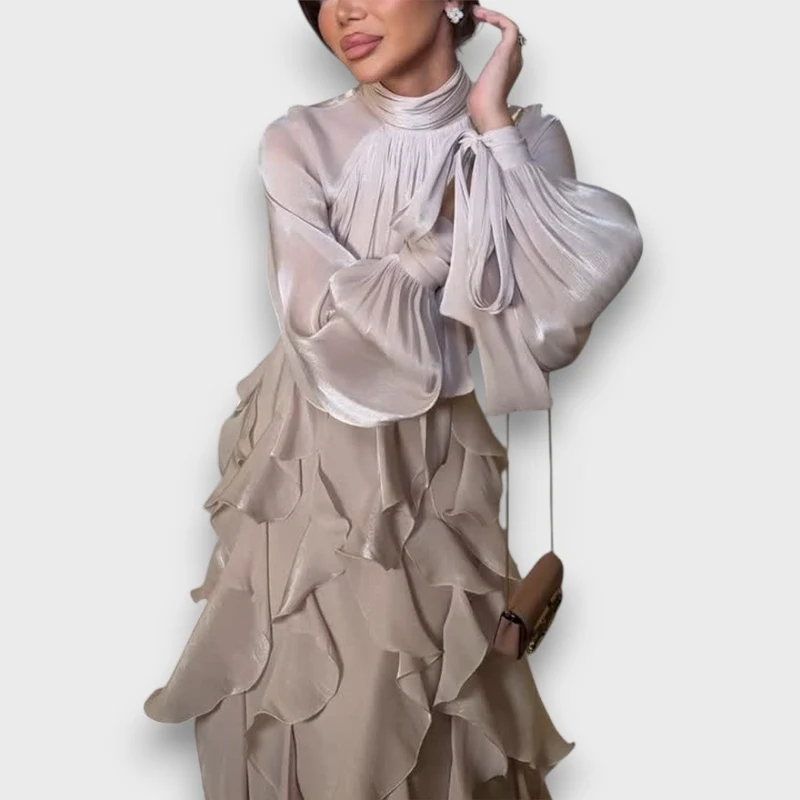 Valette – Fliessendes Maxikleid mit Volantdrama