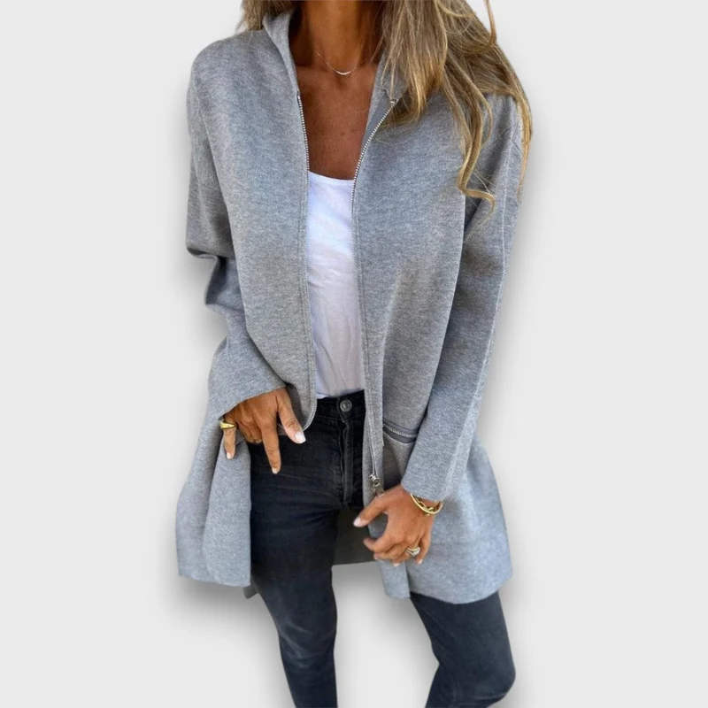 Junira – Langer Cardigan mit Reißverschluss