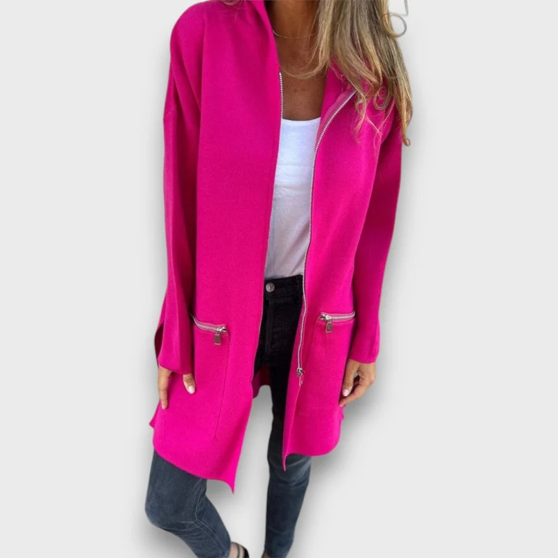 Junira – Langer Cardigan mit Reißverschluss