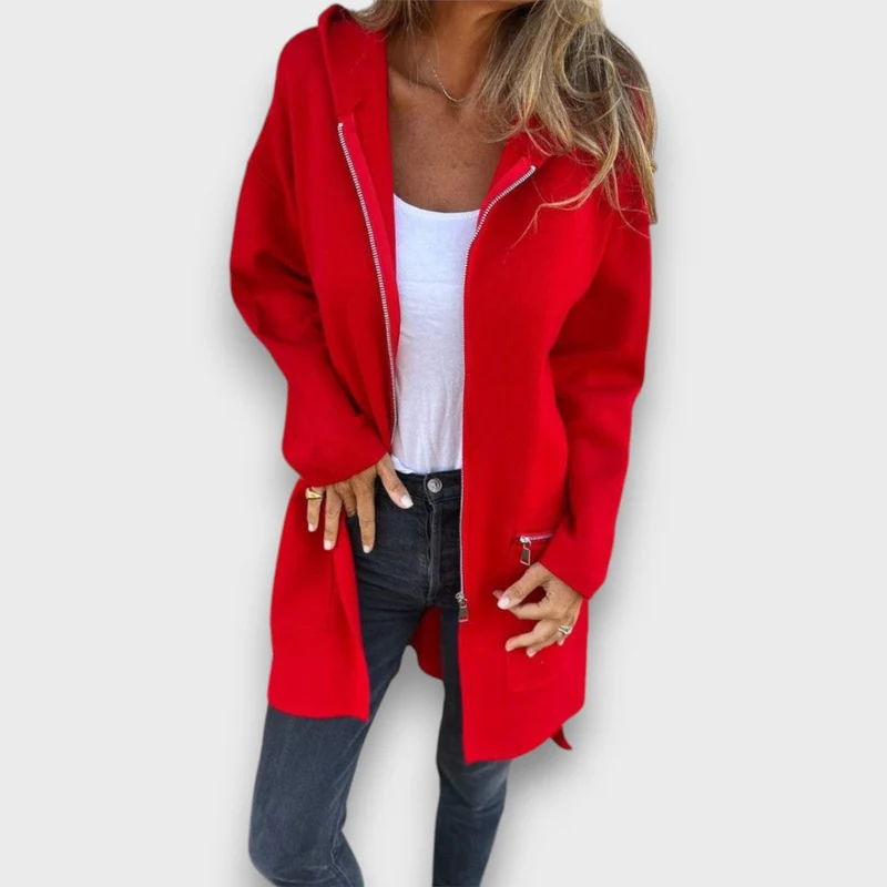 Junira – Langer Cardigan mit Reißverschluss