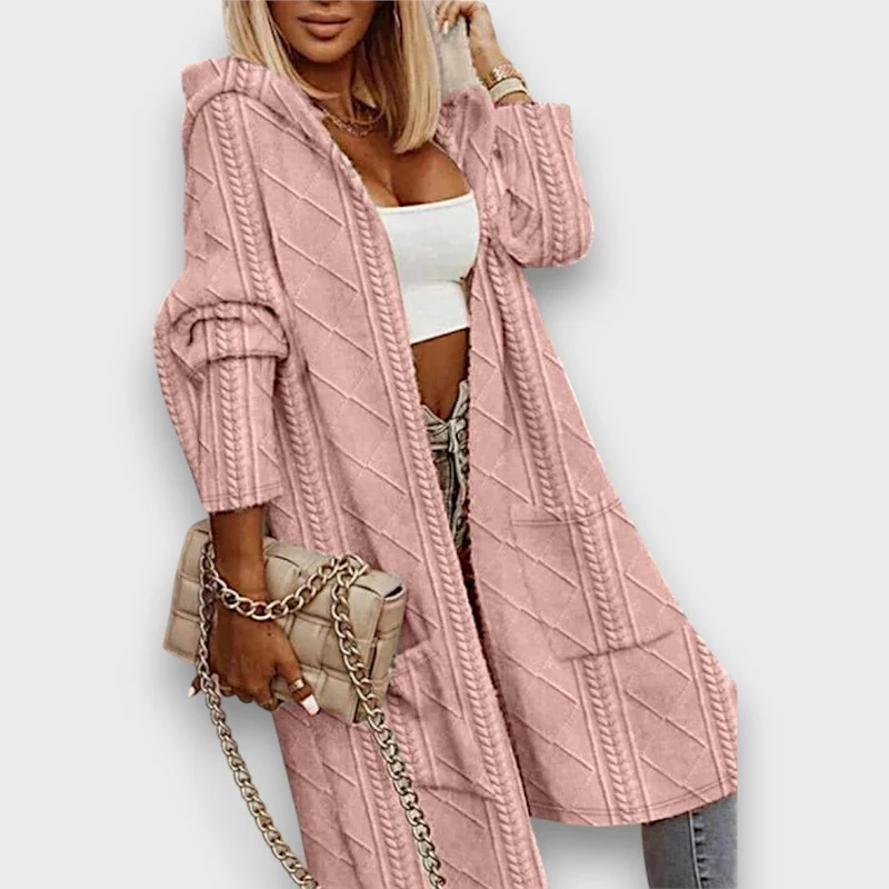 Jovina – Langer Cardigan mit Kapuze