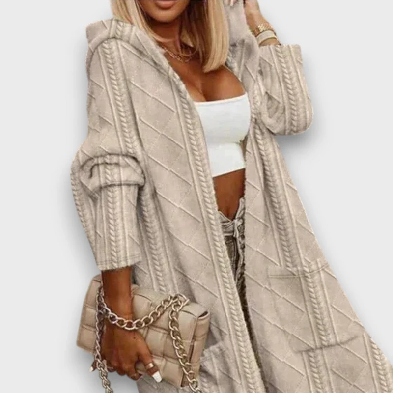 Jovina – Langer Cardigan mit Kapuze